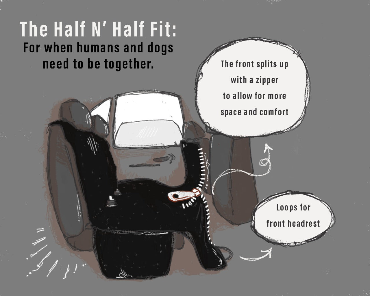 Basic Waterproof Car Seat Cover- Half-n-Half