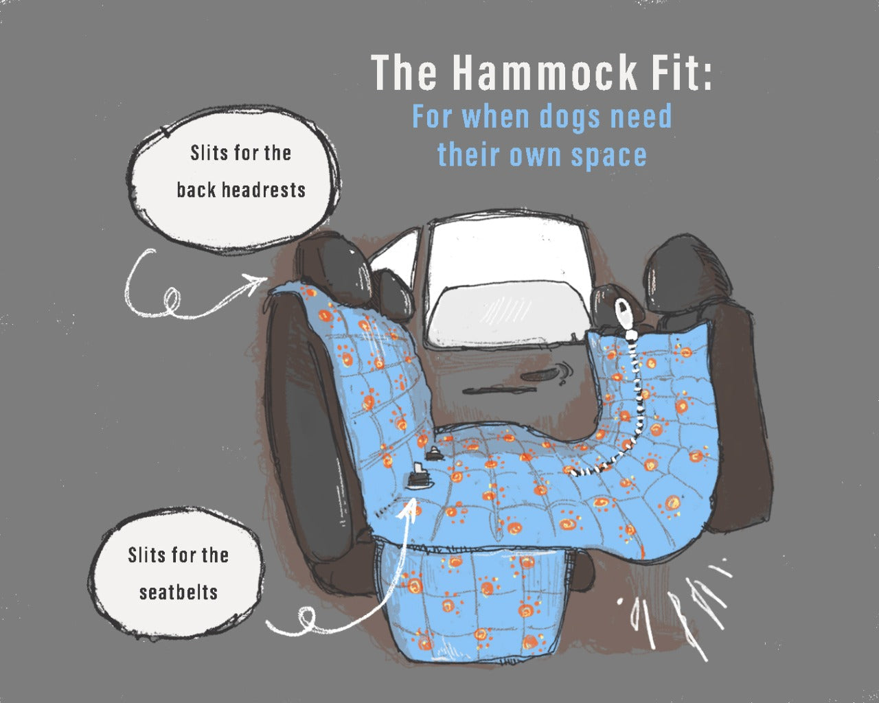 Cotton Waterproof Car Seat Cover - Dinos ( Light Blue)