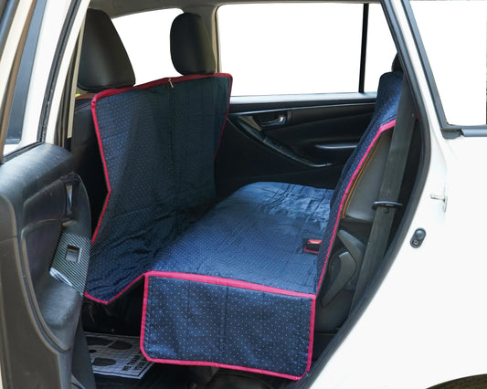 Cotton Waterproof Car Seat Cover- Blue Polka