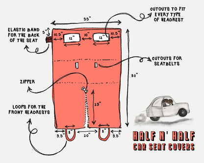 Cotton Waterproof Dog Car Seat Cover- Half N Half